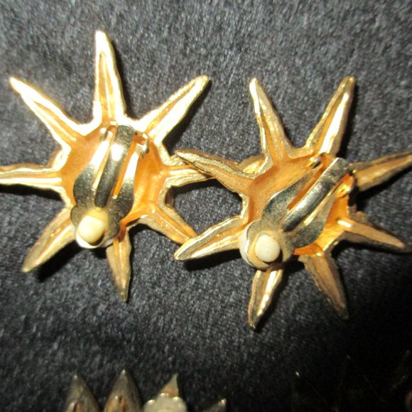 GOLD SUN & MOON MAN EARRINGS ๐ SUNGLASSES CLIP ON VINTAGE 80S WOW - Picture 5 of 12
